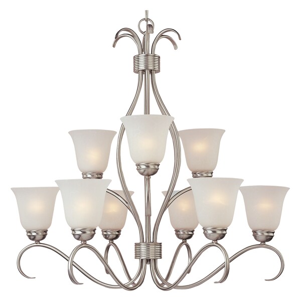 Maxim Nine Light Satin Nickel Ice Glass Up Chandelier 10128ICSN